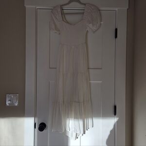 Sadie & Sage White Peasant Sleeve Midi Dress Size Small